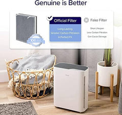 Levoit filtro Vital100 detalle HEPA capturando micropartículas eficazmente