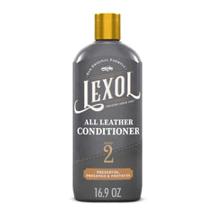 Lexol botella frontal acondicionador cuero mostrando envase y uso seguro