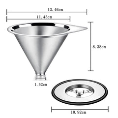 LHS soporte ancho estable posado sobre una taza facilitando vertido