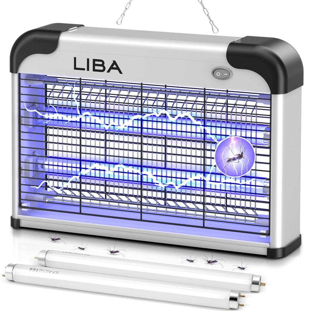 LiBa bug zapper front view showing compact design and protective grid for safer indoor control