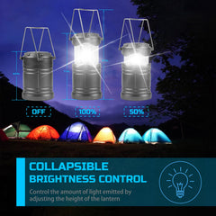 Lichamp linterna encendida en camping aportando iluminación amplia