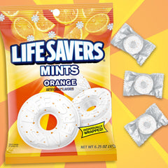 Life Savers primer plano de textura de caramelo naranja, resalta aspecto sólido y apetecible