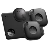 Life360 Tile pack frontal mostrando cuatro localizadores, facilita encontrar objetos rápidamente