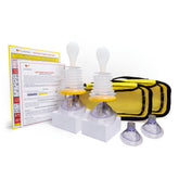 LifeVac vista frontal del dispositivo mostrando sello amarillo y listos para rescate