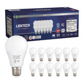 Lightech bombilla A19 frontal pack mostrando diseño y acabado, brillo consistente