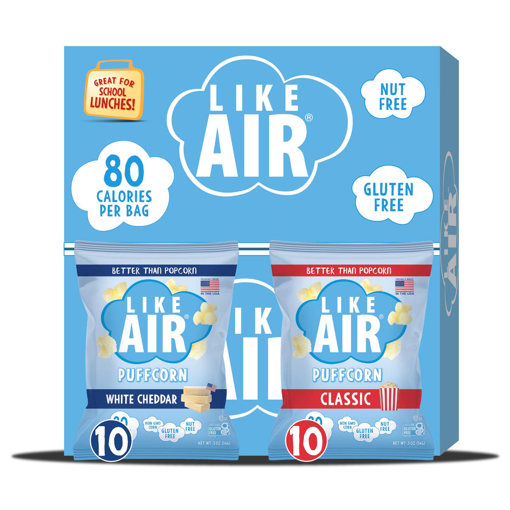 Like Air vista frontal del pack mostrando los dos sabores y porciones