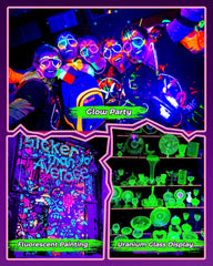 Linstaine foco iluminando fiesta glow con colores fluorescentes vibrantes