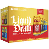 Liquid Death lata frontal mostrando diseño y menor azúcar