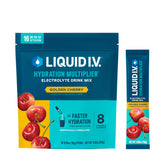 Liquid I.V. front packet showing Golden Cherry flavor and quick hydration benefits
