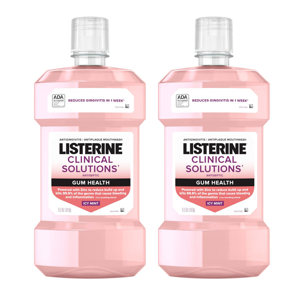 Listerine frente del pack doble mostrando las dos botellas y la marca