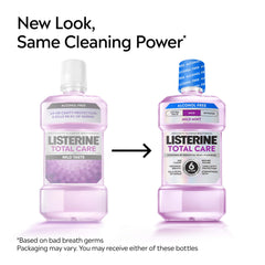 Listerine detalle de etiqueta con beneficios visibles y lectura clara