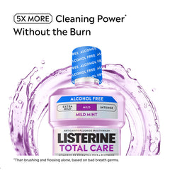 Listerine tapa dosificadora abierta para medir la dosis correctamente