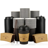LITOPAK frente del pack mostrando 100 vasos negros y accesorios, conveniencia