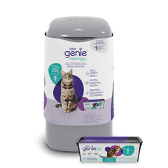 Litter Genie vista frontal del cubo, diseño compacto y ahorro de espacio