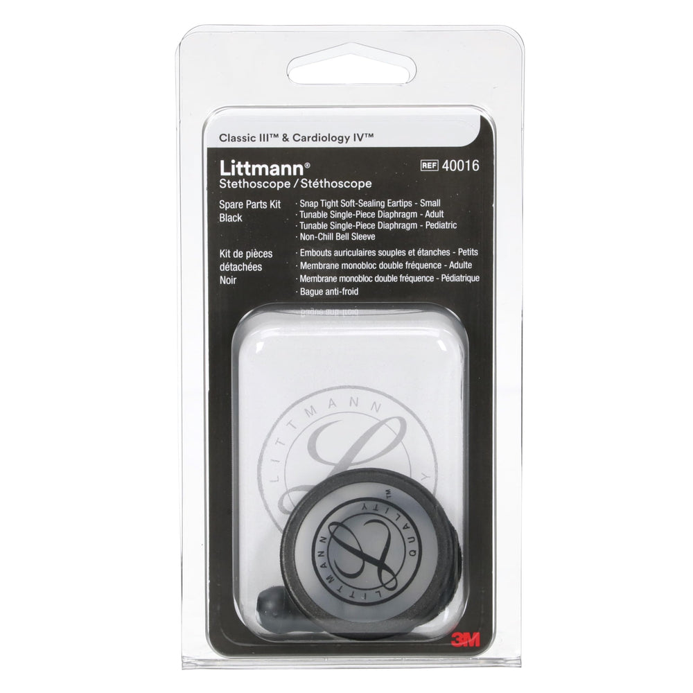 Littmann vista frontal del kit de repuestos con componentes y beneficio de compatibilidad