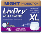 LivDry paquete frontal 48 unidades mostrando diseño y cantidad beneficiosa