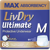LivDry paquete frontal mostrando 68 unidades y conveniencia