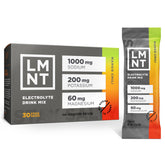 LMNT mango chili salt frente del empaque mostrando 30 sobres y marca clara