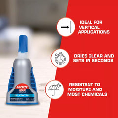 Loctite bottle held in hand showing scale and easy squeeze control benefit