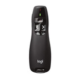 Logitech presentador frontal mostrando diseño ergonómico y control cómodo