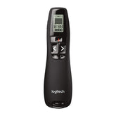 Logitech R800 frontal mostrando botones y diseño ergonómico, cómodo para presentaciones