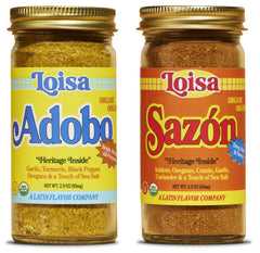 Loisa frascos frontales del dúo mostrando el empaque y el beneficio de ingredientes orgánicos