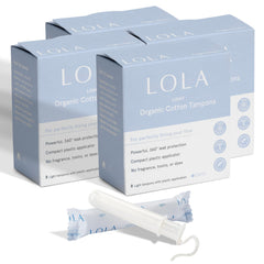 LOLA empaque frontal de 32 tampones Light mostrando diseño claro y cantidad
