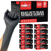 London Labs guantes nitrilo negro vista frontal, protección profesional