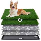 LOOBANI tapete frontal mostrando césped y bandeja, facilita entrenamiento
