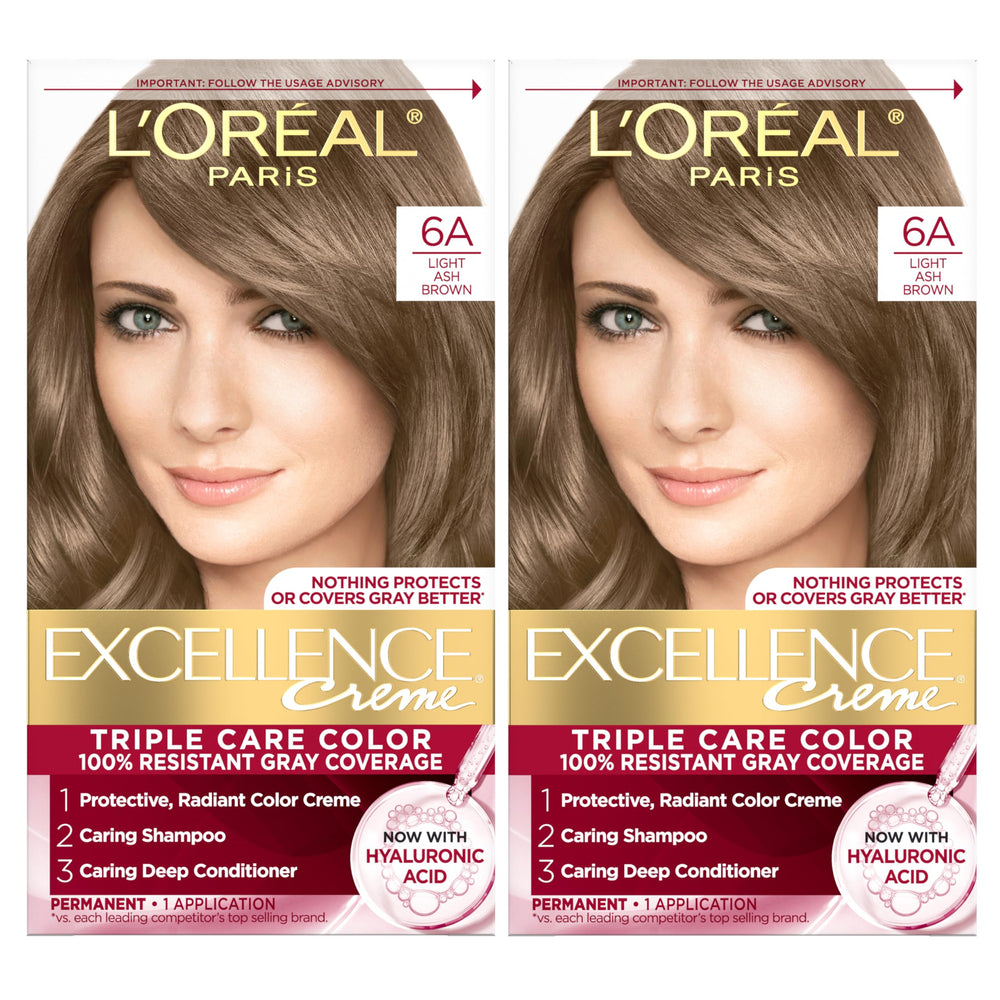 L'Oreal Paris frente del kit Excellence Crème mostrando empaque y beneficios