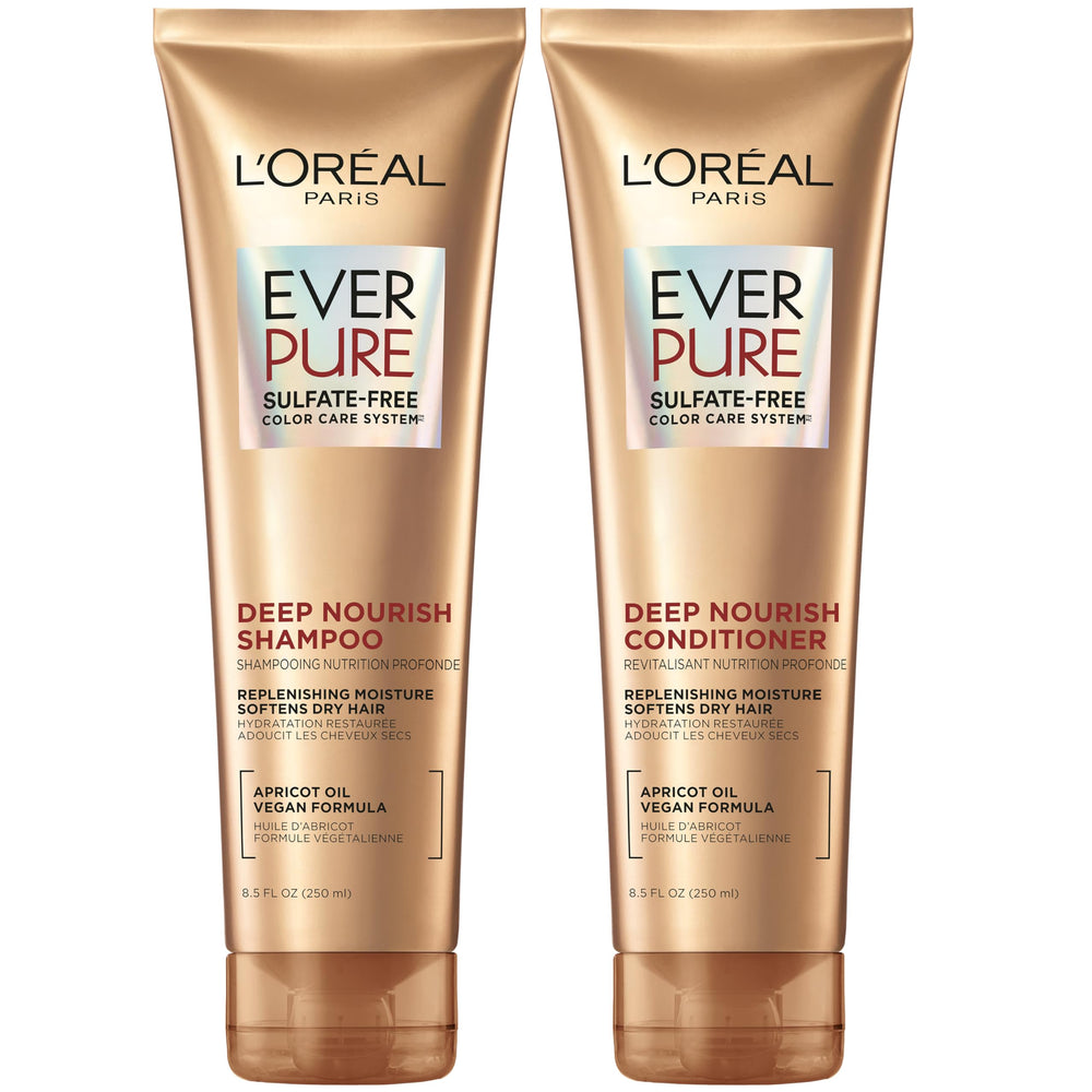 L'Oreal Paris frente del pack EverPure mostrando botellas y beneficio hidratación