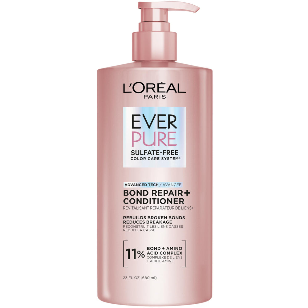 L'Oreal Paris frontal del envase Bond Repair acondicionador mostrando diseño y beneficio