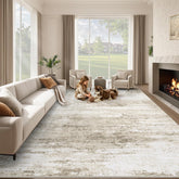 losbulake vista frontal de alfombra beige, aporta confort visual