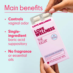 Love Wellness primer plano de textura de supositorio, fácil inserción y suavidad