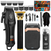 LQT cortapelos frontal con pantalla LED mostrando batería y control preciso