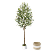 LuceAlberi olivo frontal con cesta, aporta presencia decorativa inmediata