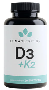 Luma Nutrition frasco frontal mostrando 60 softgels y diseño claro