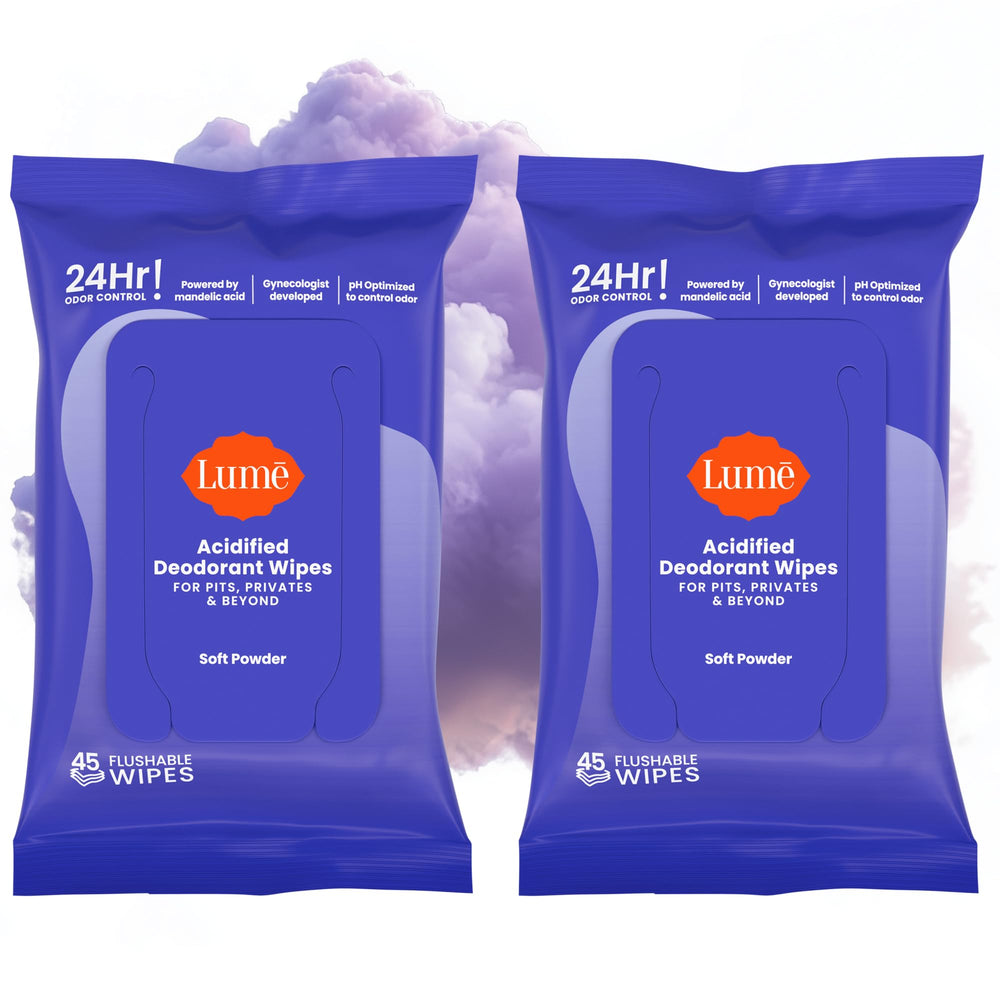 Lume empaque frontal mostrando doble pack y aroma Soft Powder