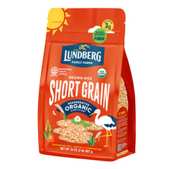 Lundberg empaque frontal del arroz integral muestra marca y beneficios saludables