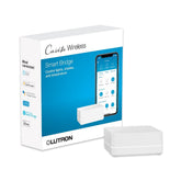 Lutron Caséta hub frontal mostrando diseño compacto y control fiable