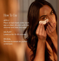Lux Unfiltered parche colocado bajo el ojo para efecto refrescante