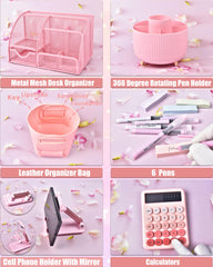 LXEVIHK estuche de PU rosa para guardar objetos personales con estilo