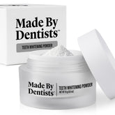 Made by Dentists envase frontal del polvo y beneficio apariencia más blanca