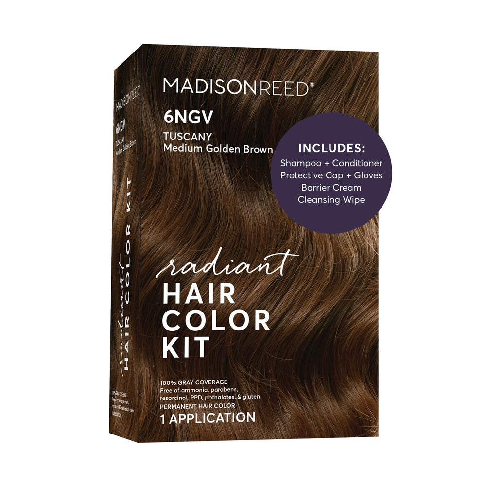 Madison Reed empaque frontal del kit mostrando el tono 6NGV y beneficios