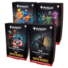 Magic: The Gathering paquete frontal mostrando las cuatro cajas y cartas foil para juego y colección