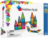 MAGNA-TILES vista frontal del paquete Classic 100, ideal para jugar en familia