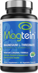 Magtein envase frontal mostrando diseño y cantidad de cápsulas, beneficio claridad de producto