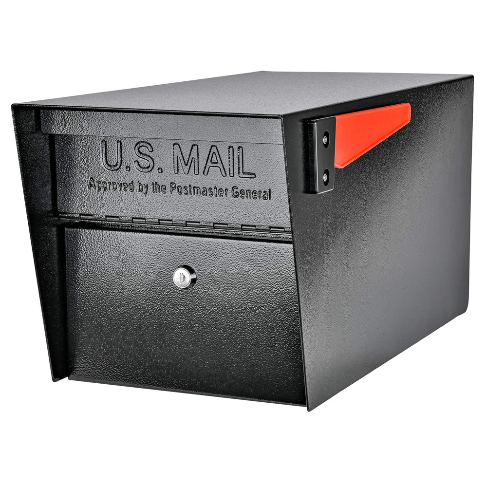Mail Boss vista frontal del buzón mostrando seguridad y diseño resistente