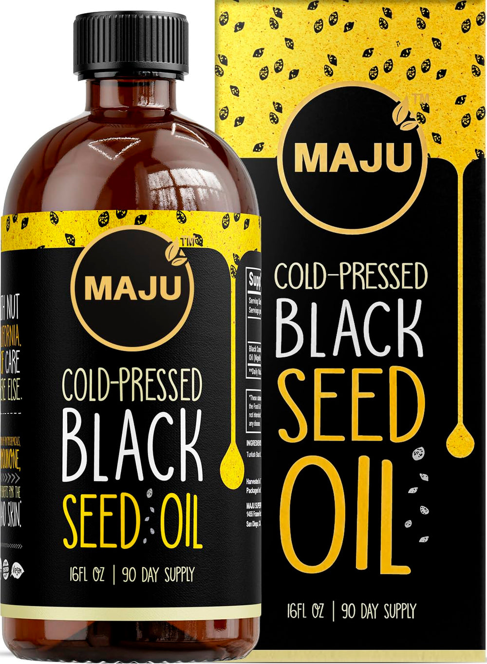 Maju Superfoods botella frontal mostrando etiqueta y volumen, confianza en calidad