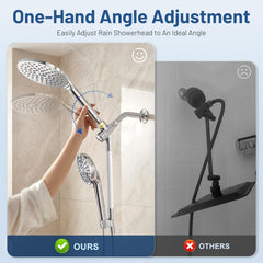 MakeFit brazo flexible doblado posicionando la ducha de mano para comodidad